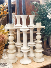 carved mango wood taper holders at The Rustic Barn in Killingworth CT