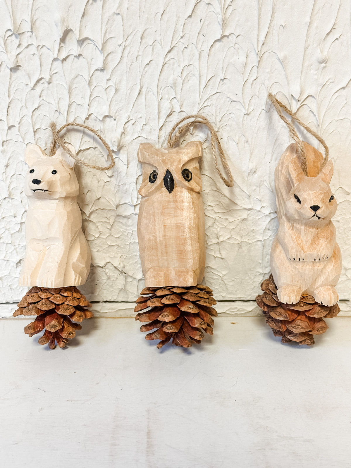 carved wood animal ornaments at the rustic barn in killingworth ct