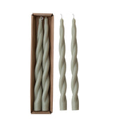 Unscented Twisted Taper Candles in Box, Grey, Set of 2 (Est. Burn Time 5 Hours)