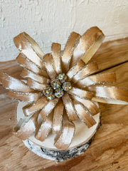 champagne colored holiday glittery floral stem from the rustic barn in killingworth, CT