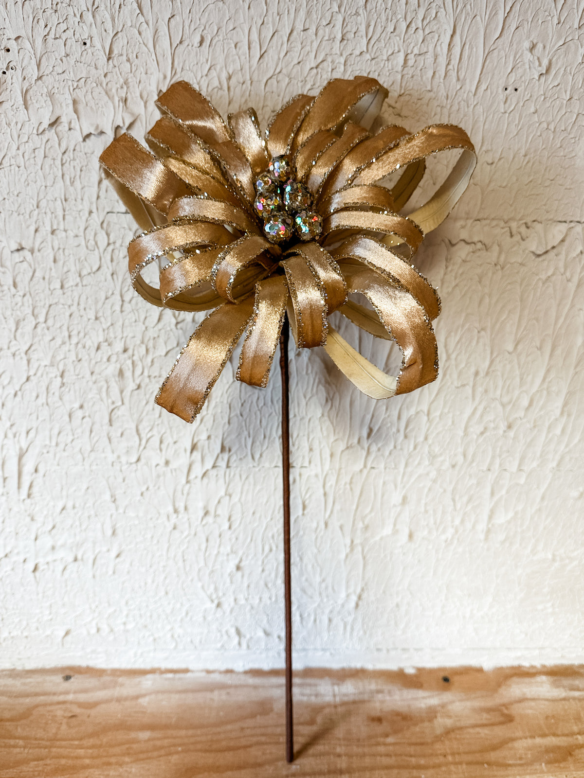 champagne colored holiday glittery floral stem from the rustic barn in killingworth, CT