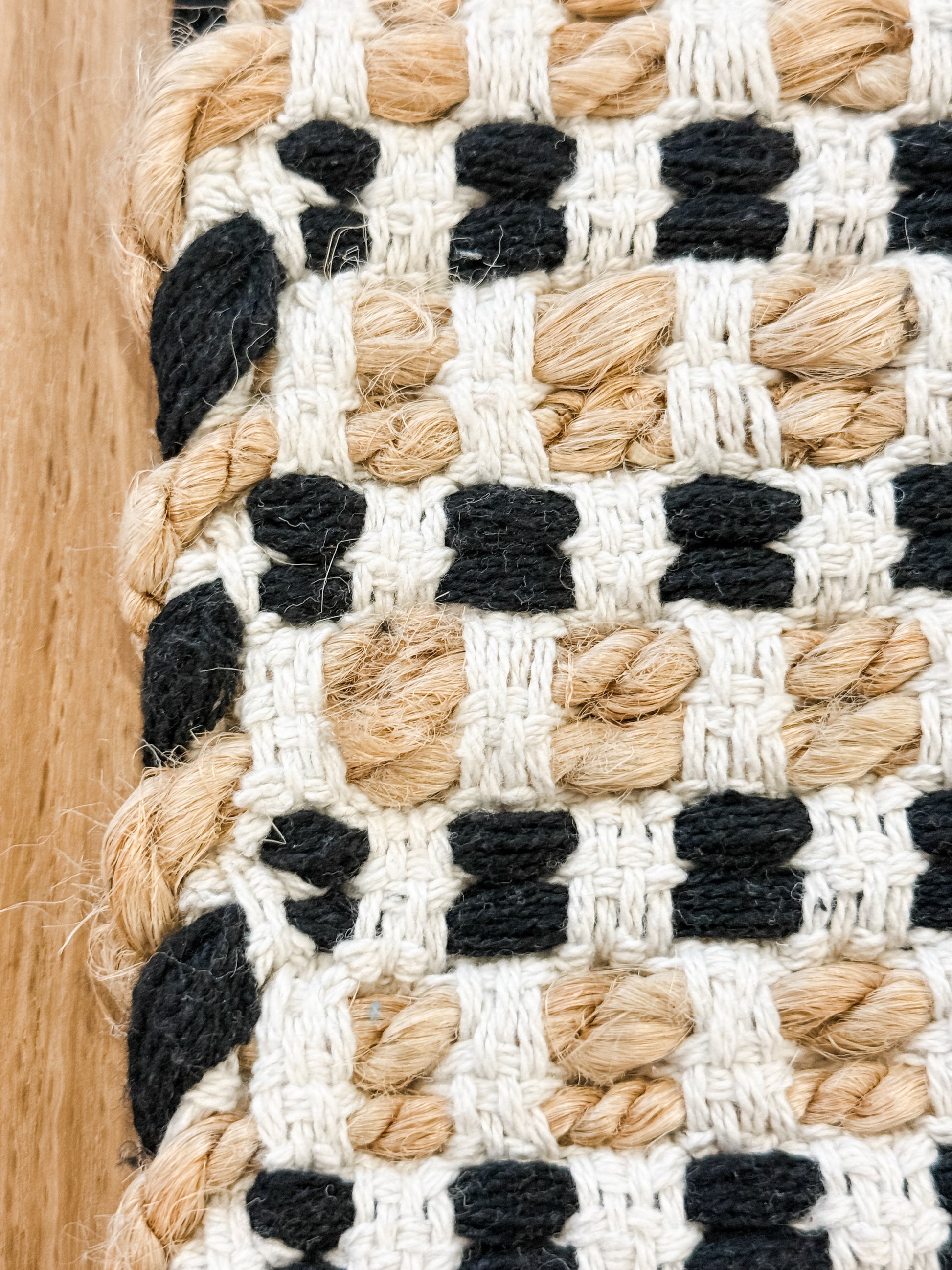 checker weave runner with fringe at the Rustic Barn in Killingworth, CT