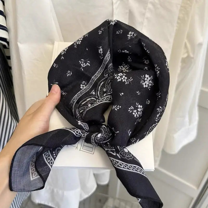 womens floral printed square silk scarf at the rustic barn in killingworth ct