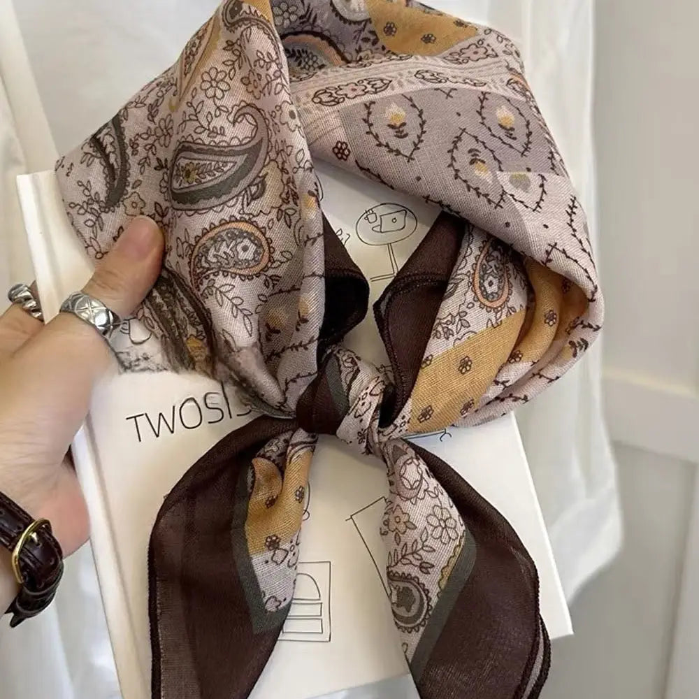 womens floral printed square silk scarf at the rustic barn in killingworth ct