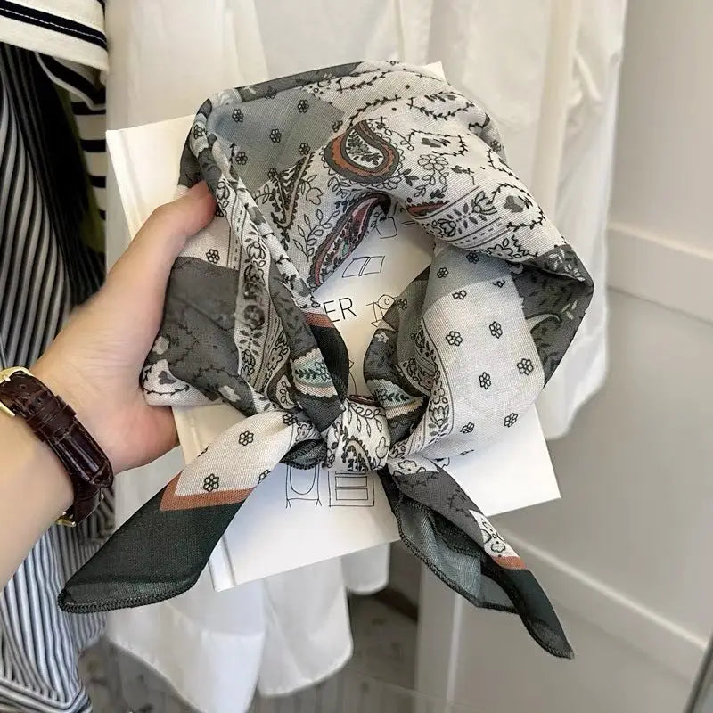 womens floral printed square silk scarf at the rustic barn in killingworth ct