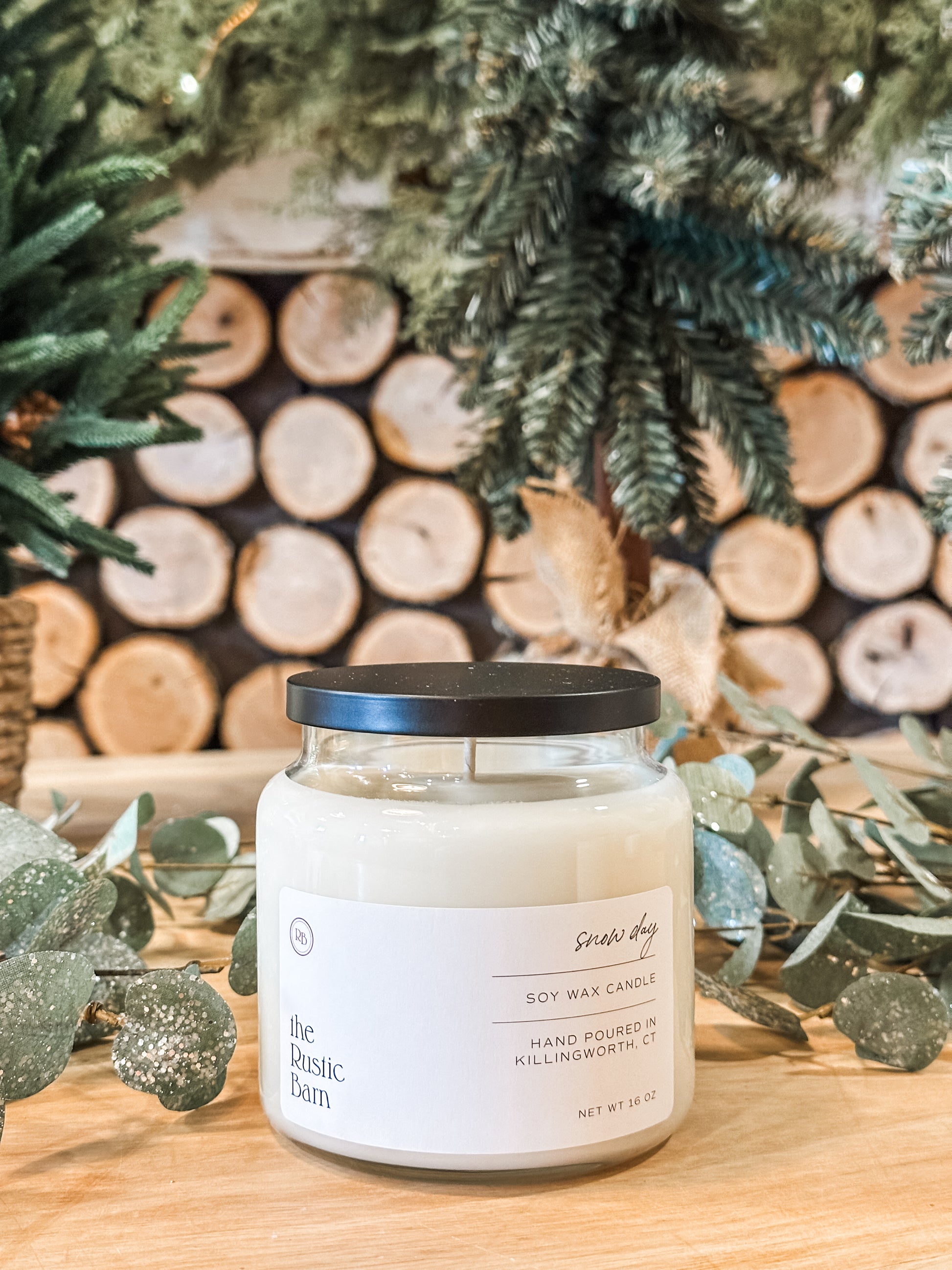 chocolate, peppermint, and vanilla hand-poured soy candle in 16 oz apothecary jar at The Rustic Barn in Killingworth CT