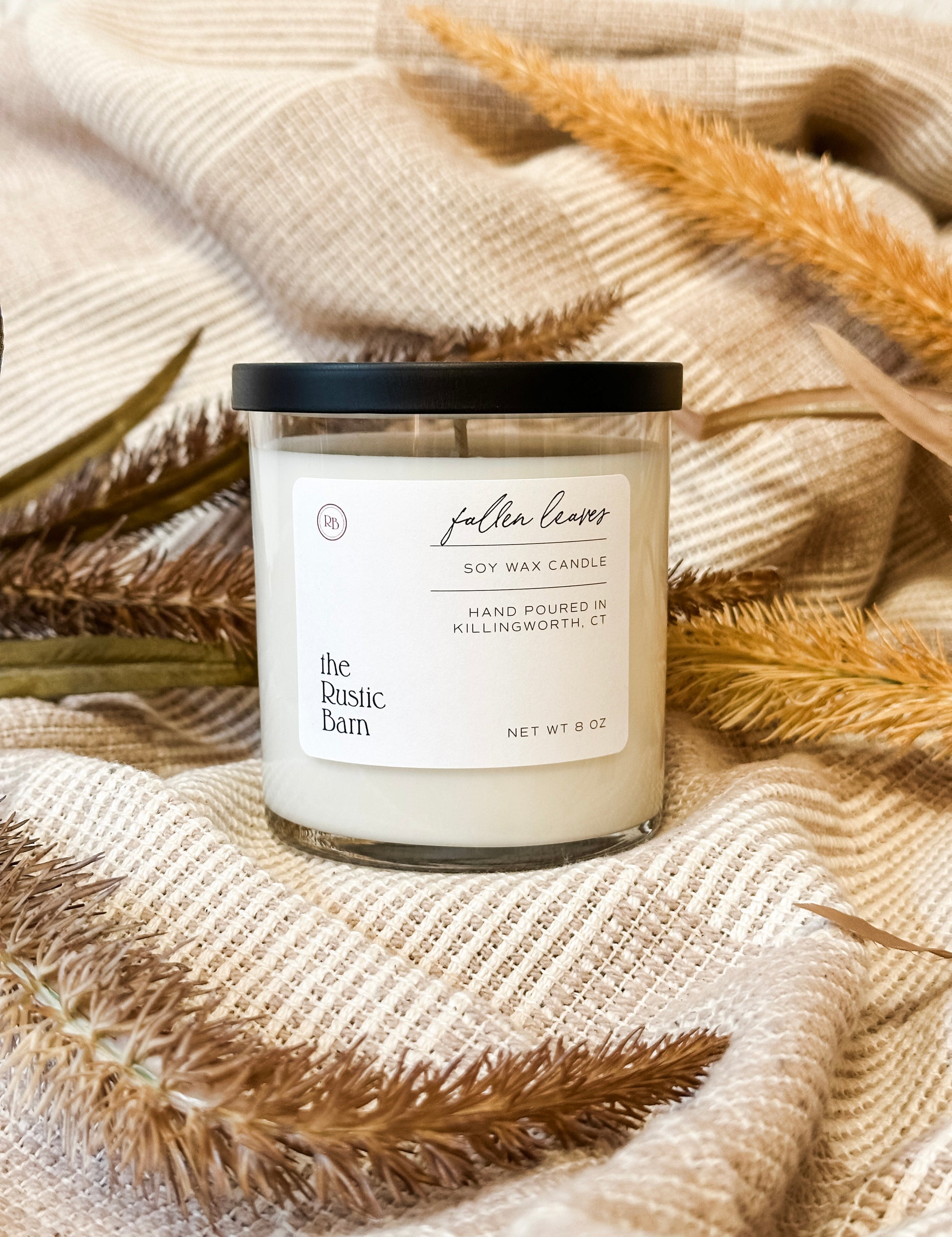 cinnamon apple and cedar hand-poured fall soy candles in 8 ounce tumbler  at The Rustic Barn in Killingworth CT