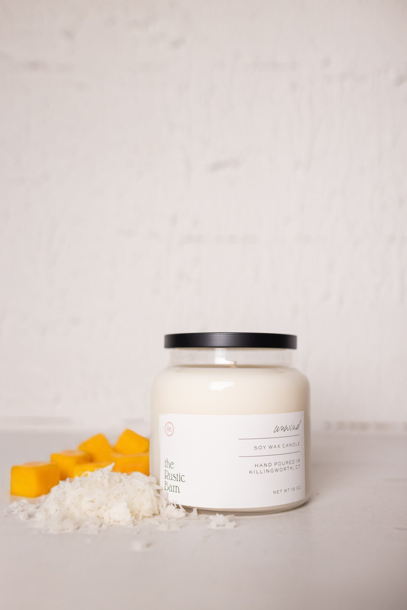 coconut and mangosteen hand-poured soy candle at the rustic barn in Killingworth ct