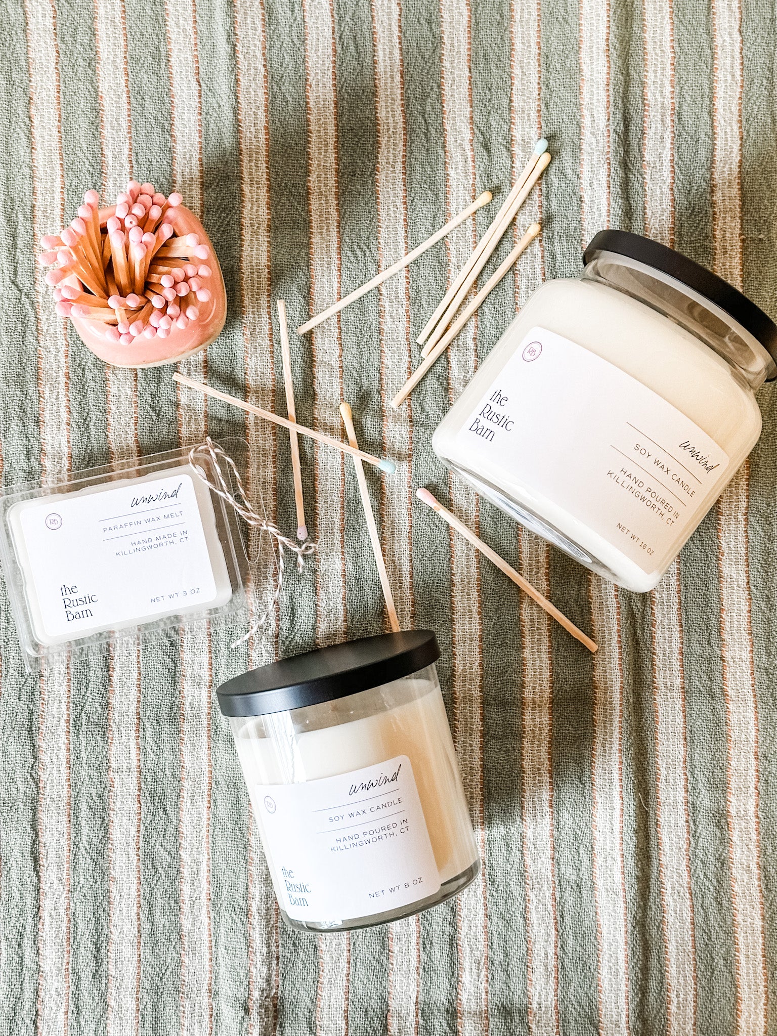 mango and coconut hand-poured soy candle at the rustic barn in killingworth ct