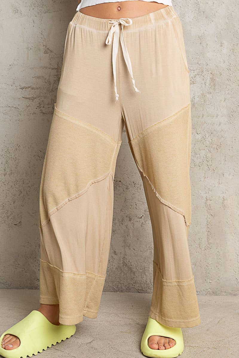 tan ribbed elastic waist casual knit pants at the rustic barn in Killingworth ct