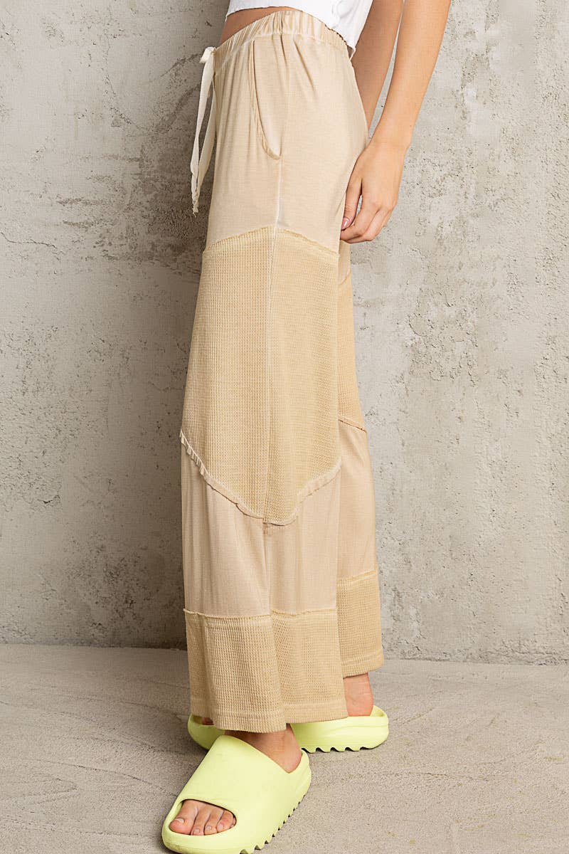 tan ribbed elastic waist casual knit pants at the rustic barn in Killingworth ct