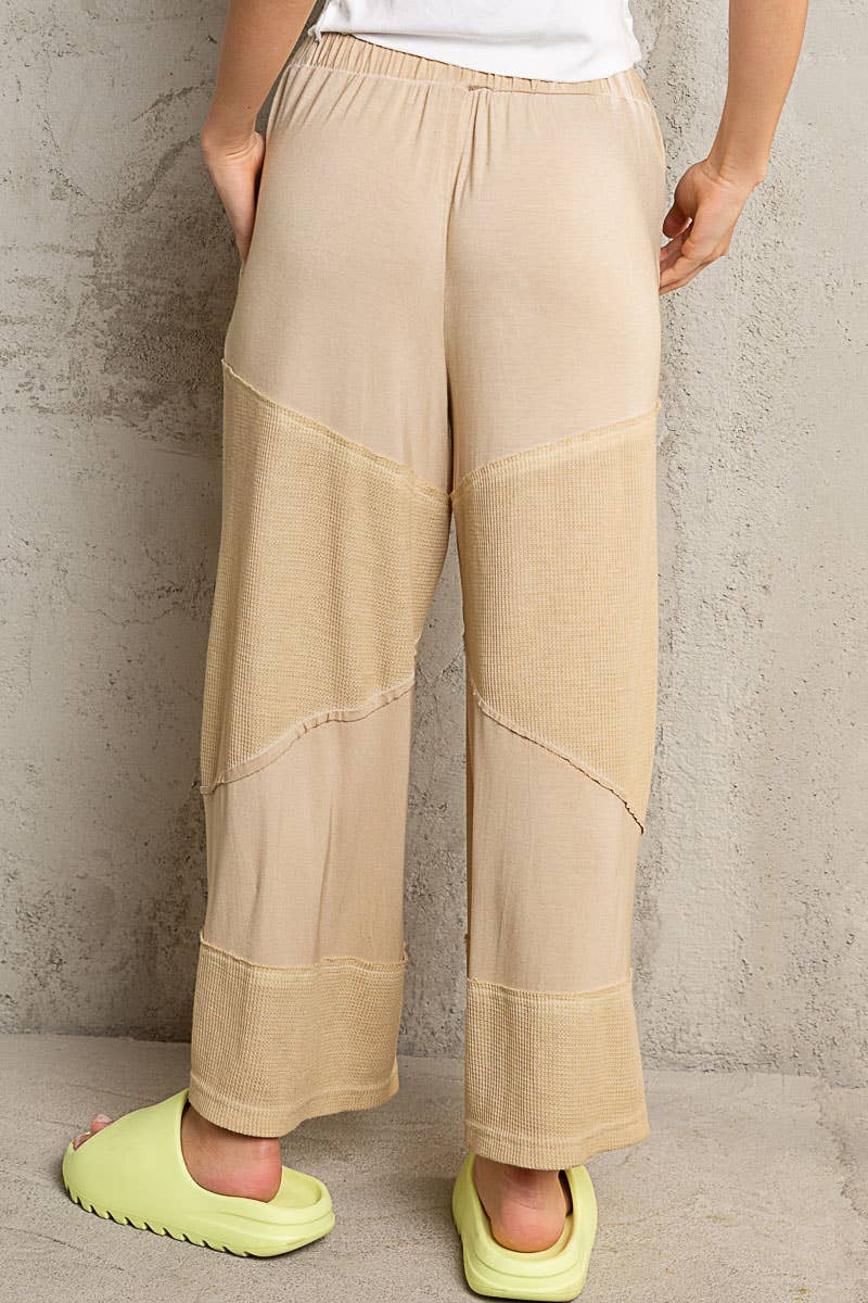 tan ribbed elastic waist casual knit pants at the rustic barn in Killingworth ct