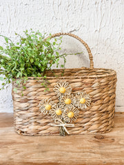 wall basket with floral accents at the rustic barn in killingworth ct
