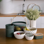 cottage bloom scalloped ceramic fruit bowls at the rustic barn in Killingworth ct