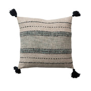 18" Square Cotton Embroidered Pillow