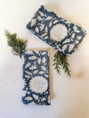 cotton and linen block print napkins with flowers at The Rustic Barn in Killingworth CT
