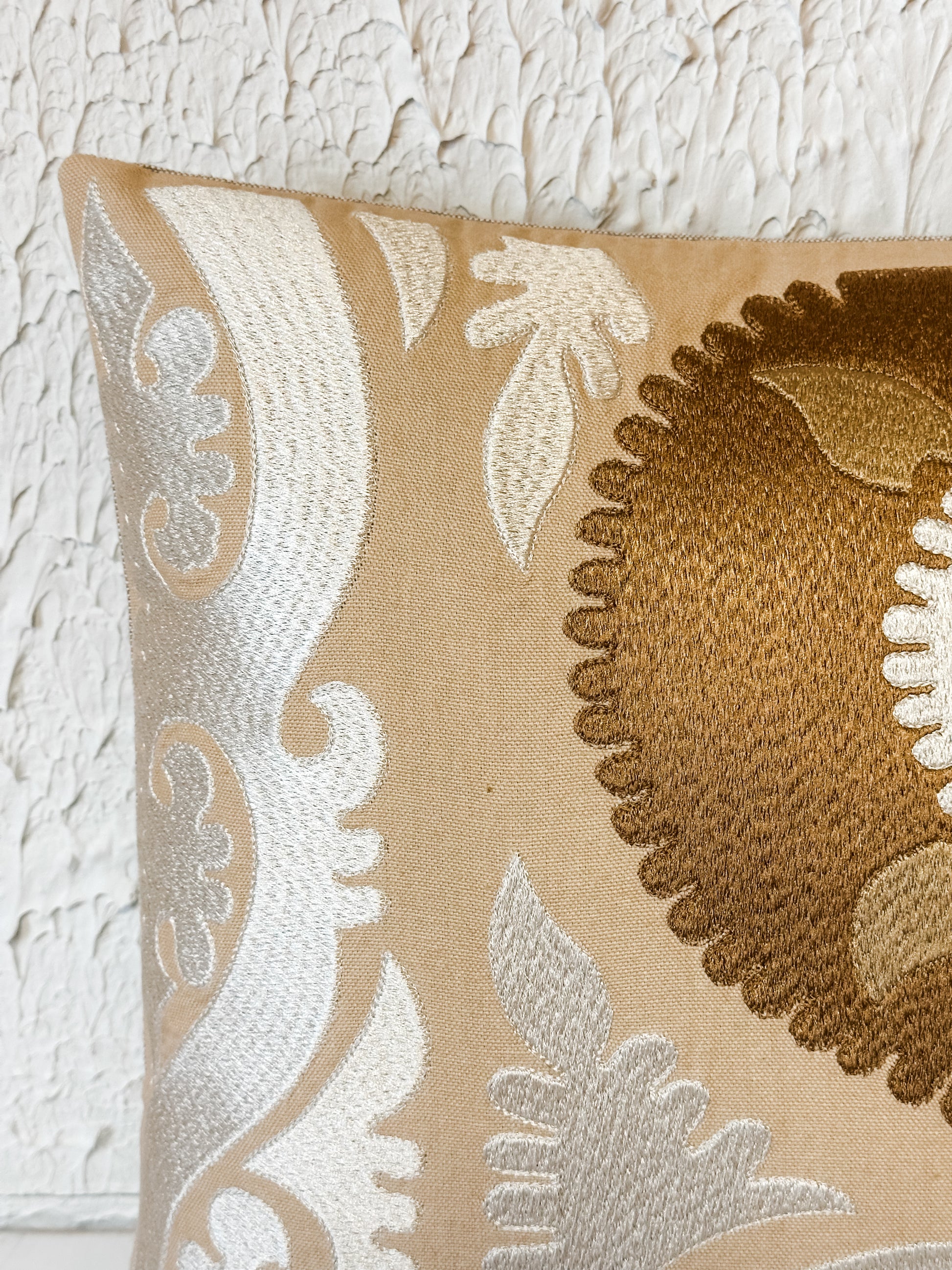 16 inch square cotton embroidered pillow at The Rustic Barn in Killingworth CT