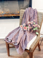 Royal Purple Hand-Embroidered Cotton Velvet Kantha Throw