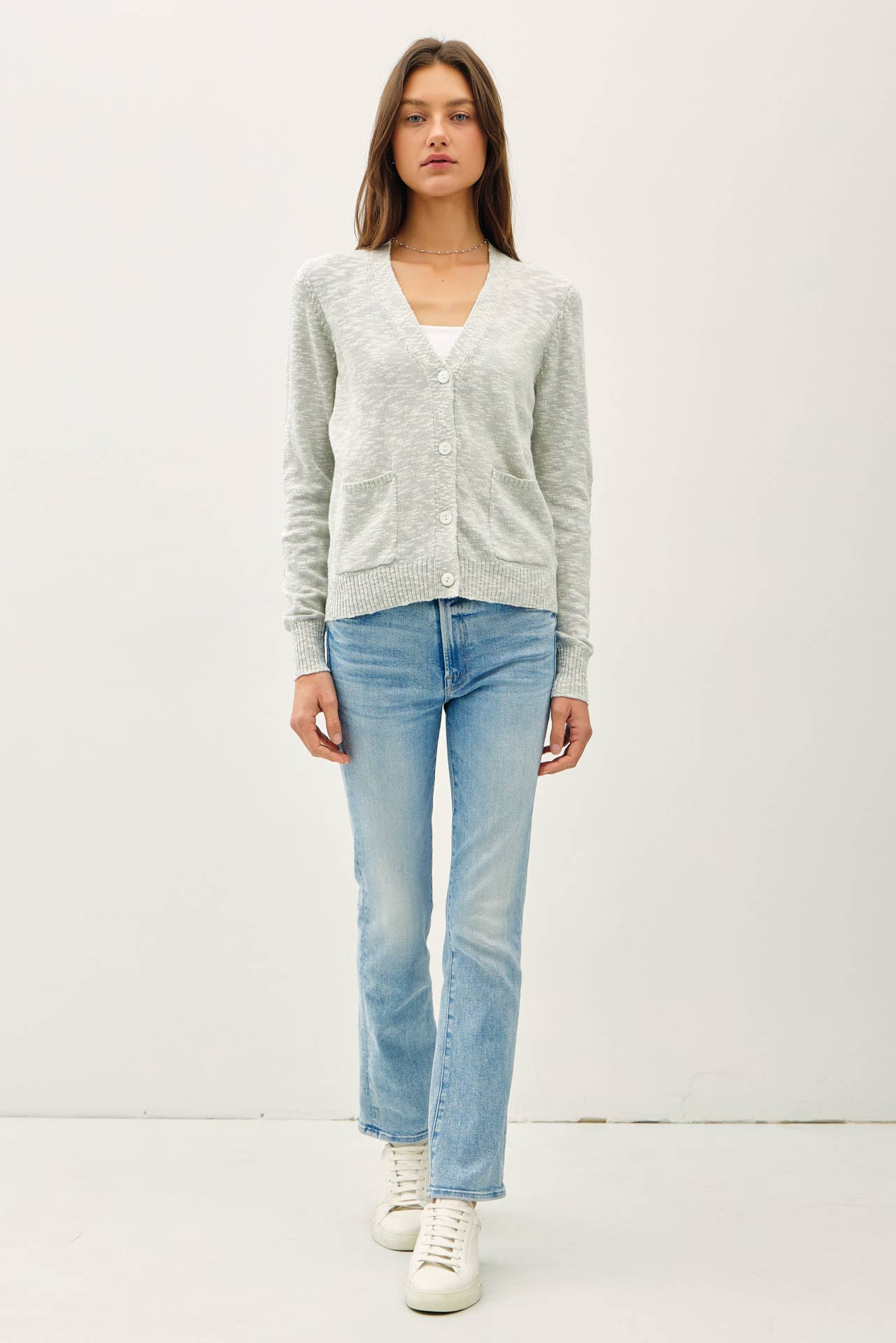 cotton slub button up cardigan with pockets at the rustic barn in Killingworth ct