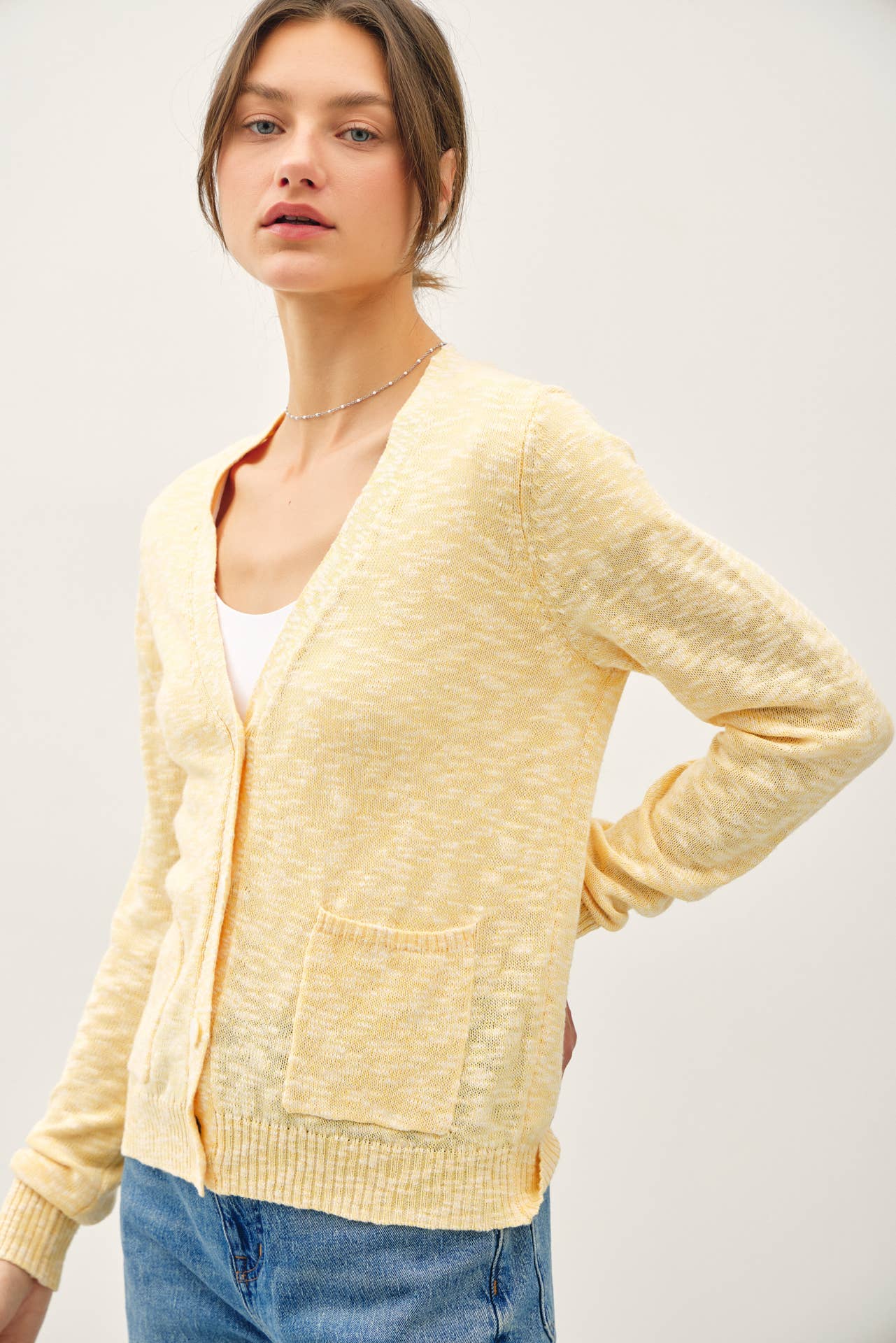cotton slub button up cardigan with pockets at the rustic barn in Killingworth ct