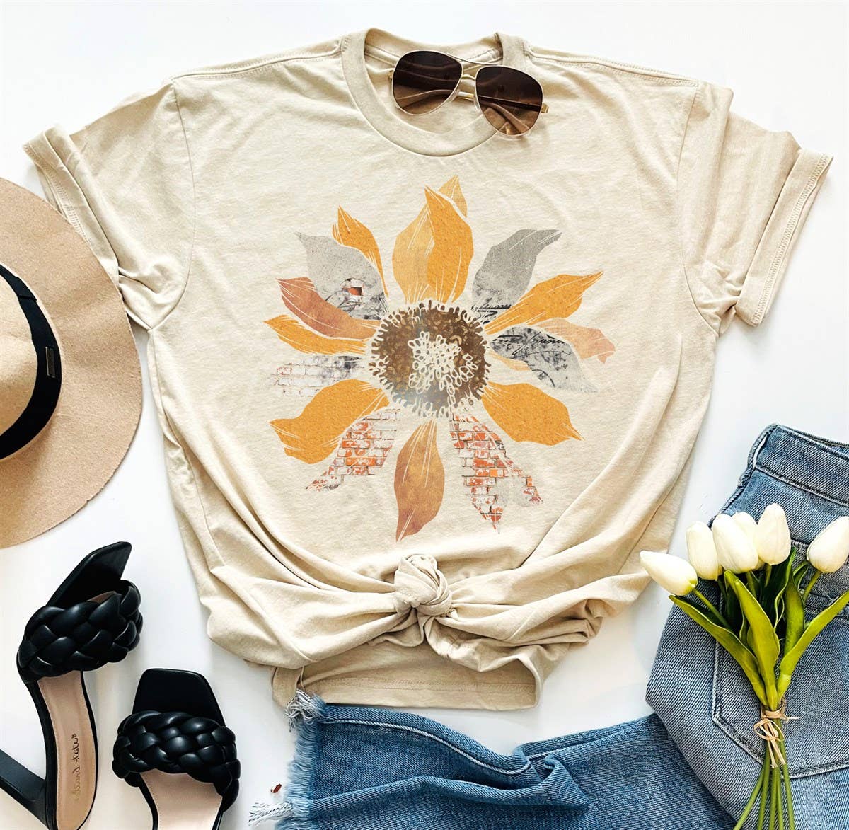 cotton summer sunflower tee shirt at the rustic barn in killingworth ct