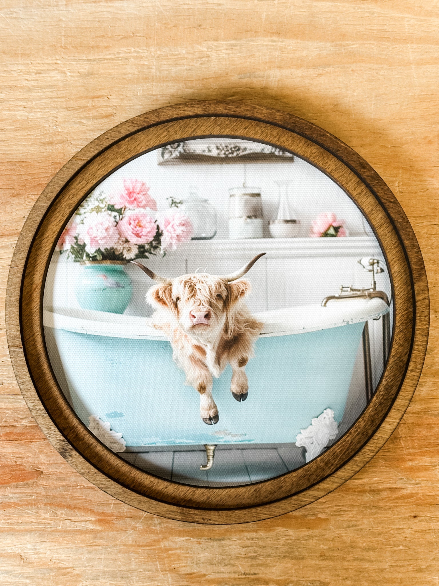 highland cow in bathtub print at the rustic barn in killingworth ct