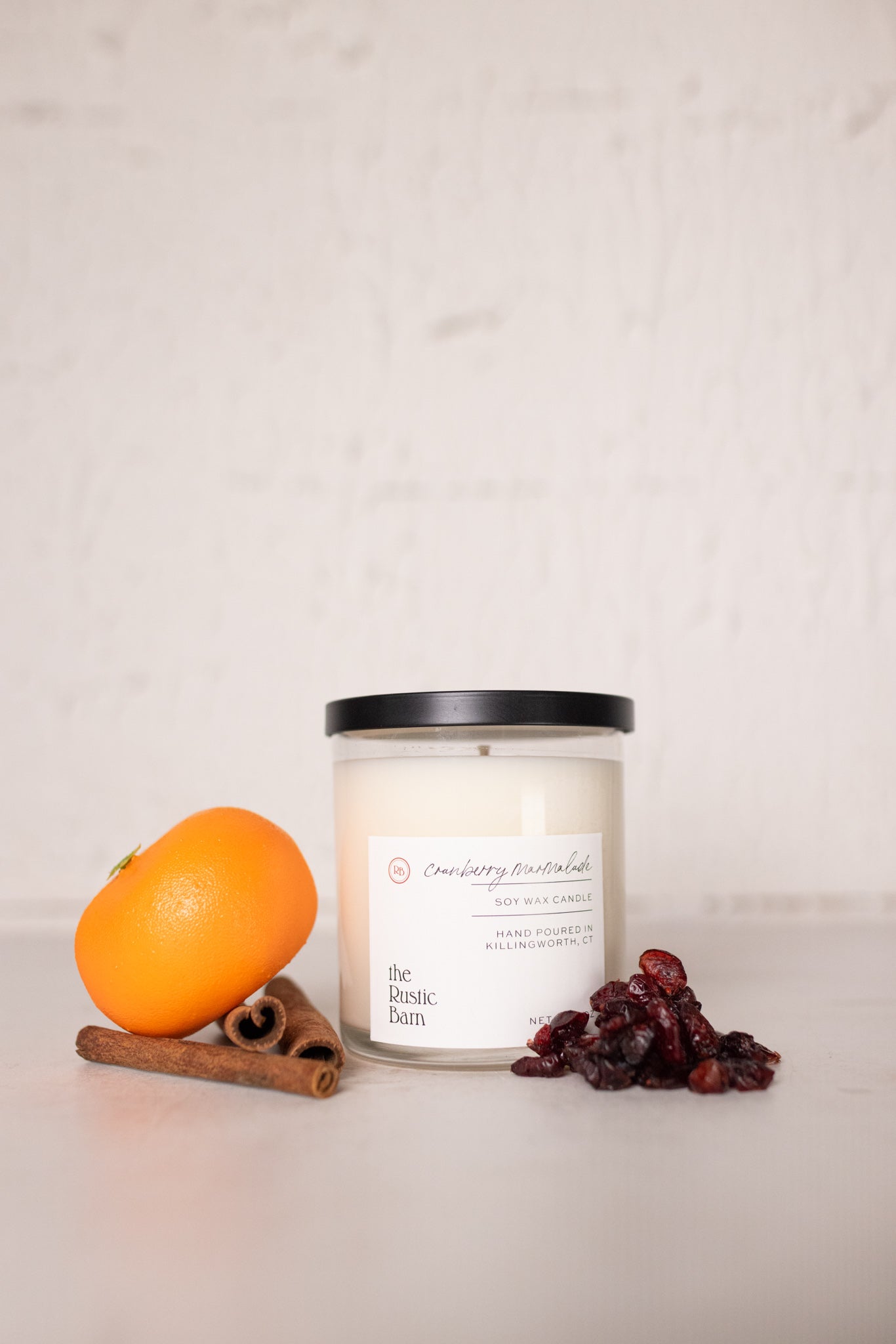 cranberry apple marmalade hand poured soy candle at the rustic barn in killingworth ct