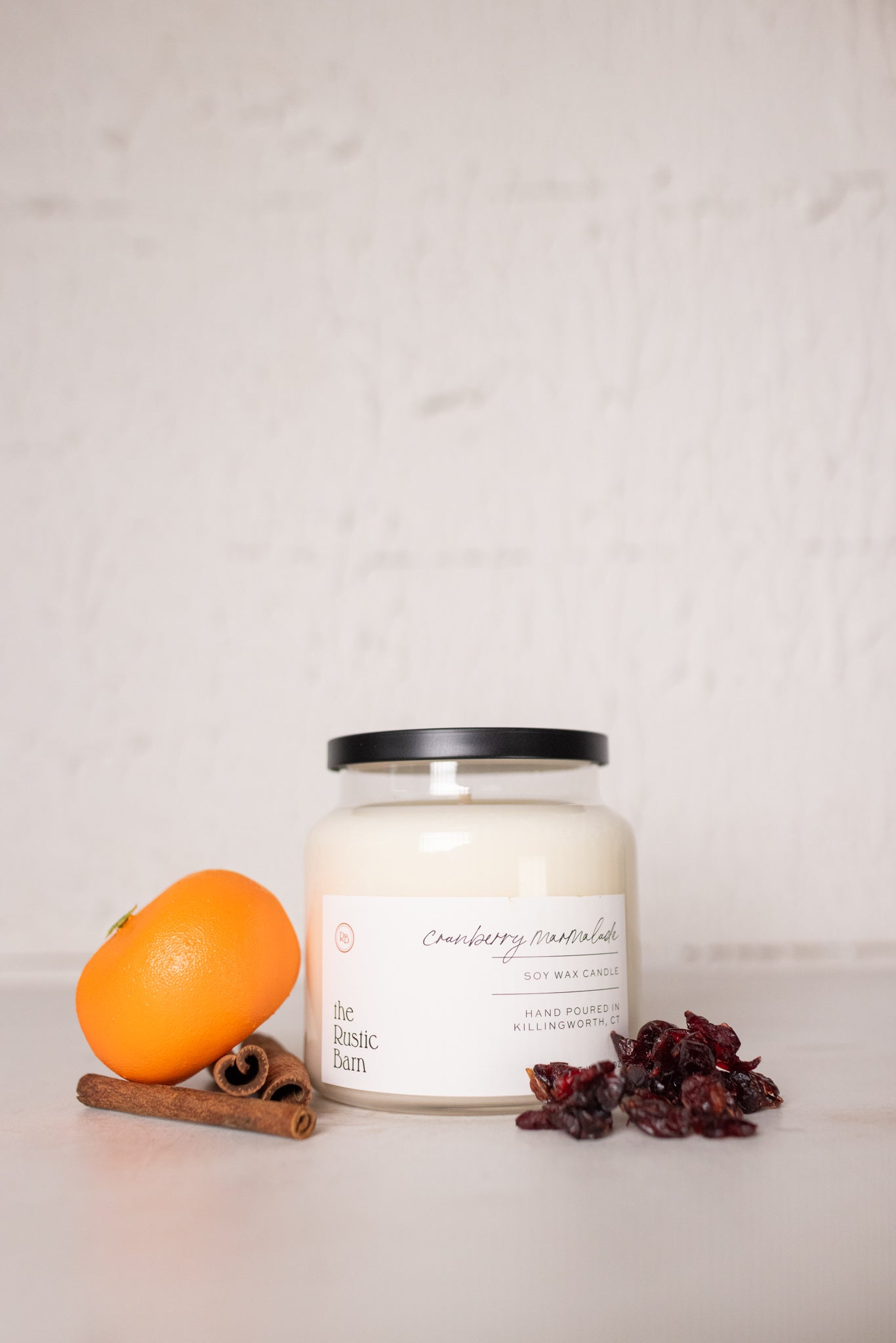 cranberry apple marmalade hand poured soy candle at the rustic barn in killingworth ct