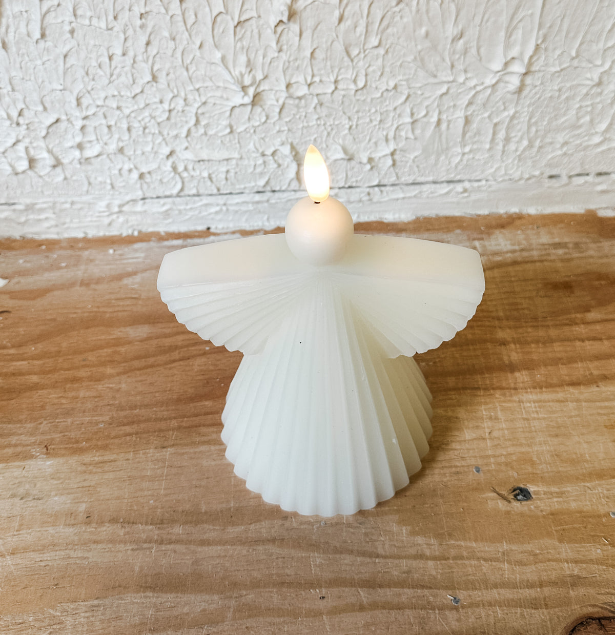 LED cream angel candle with timer for christmas at the rustic barn in killingworth, CT