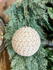 cream and beige zig zag ball ornament at The Rustic Barn in Killingworth CT
