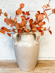 Cream ceramic quad handle large vase from the rustic barn in killingworth, CT