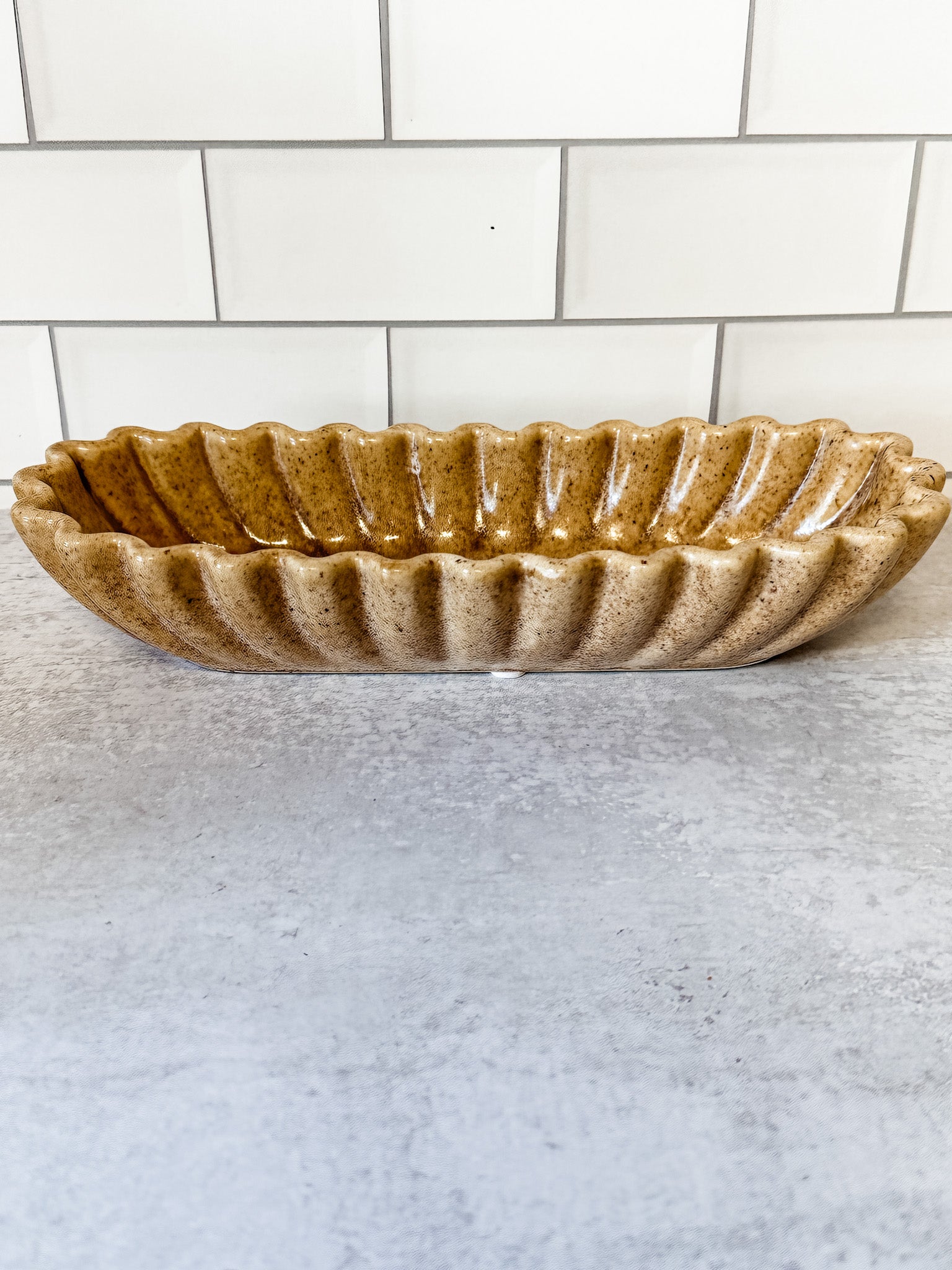 9 inch cream ceramic scalloped edge tray at the rustic barn in killingworth ct