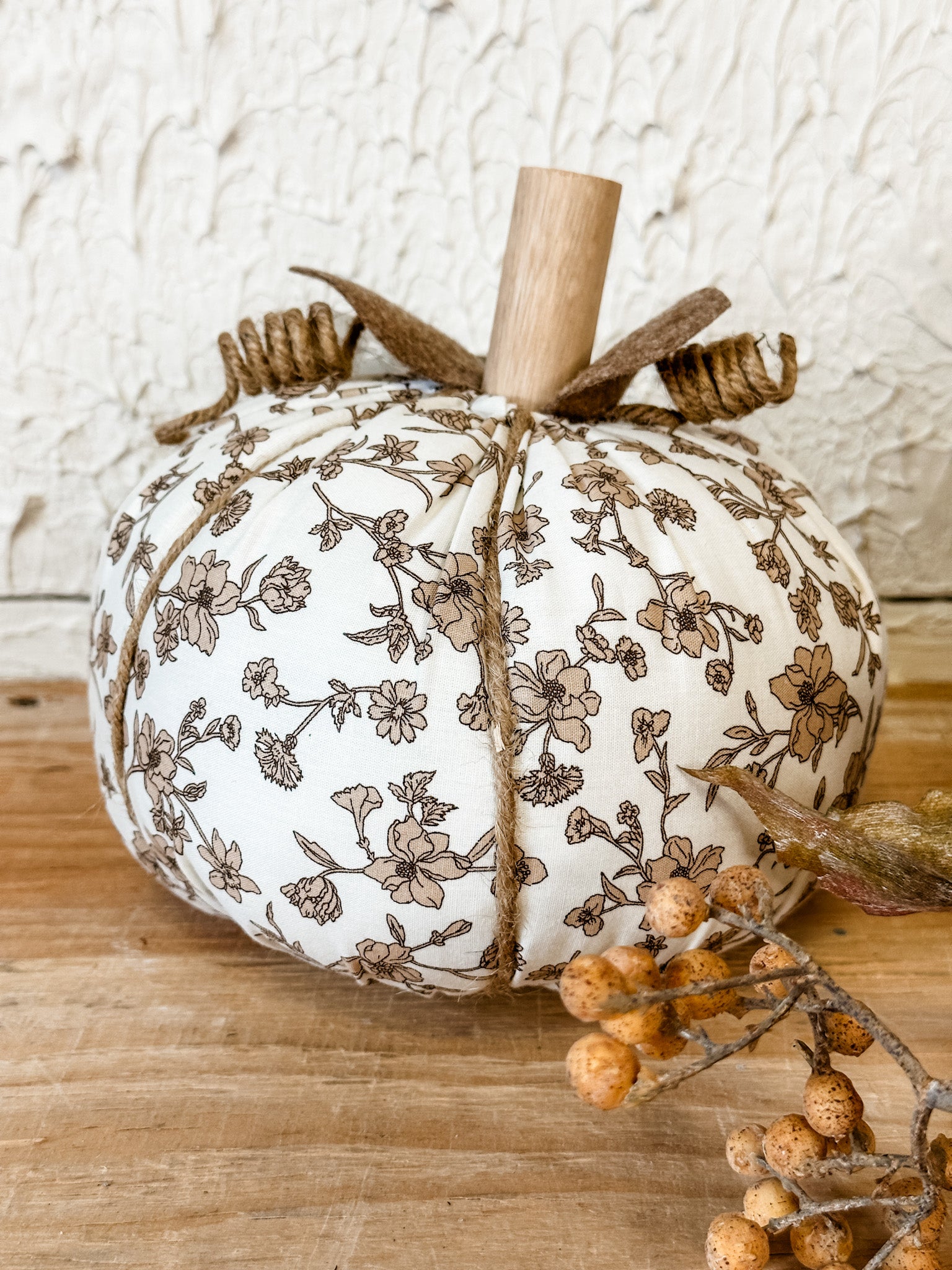 cream floral plush pumpkin at the rustic barn in killingworth ct
