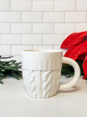ceramic cream sweater coffee mug at The Rustic Barn in Killingworth CT