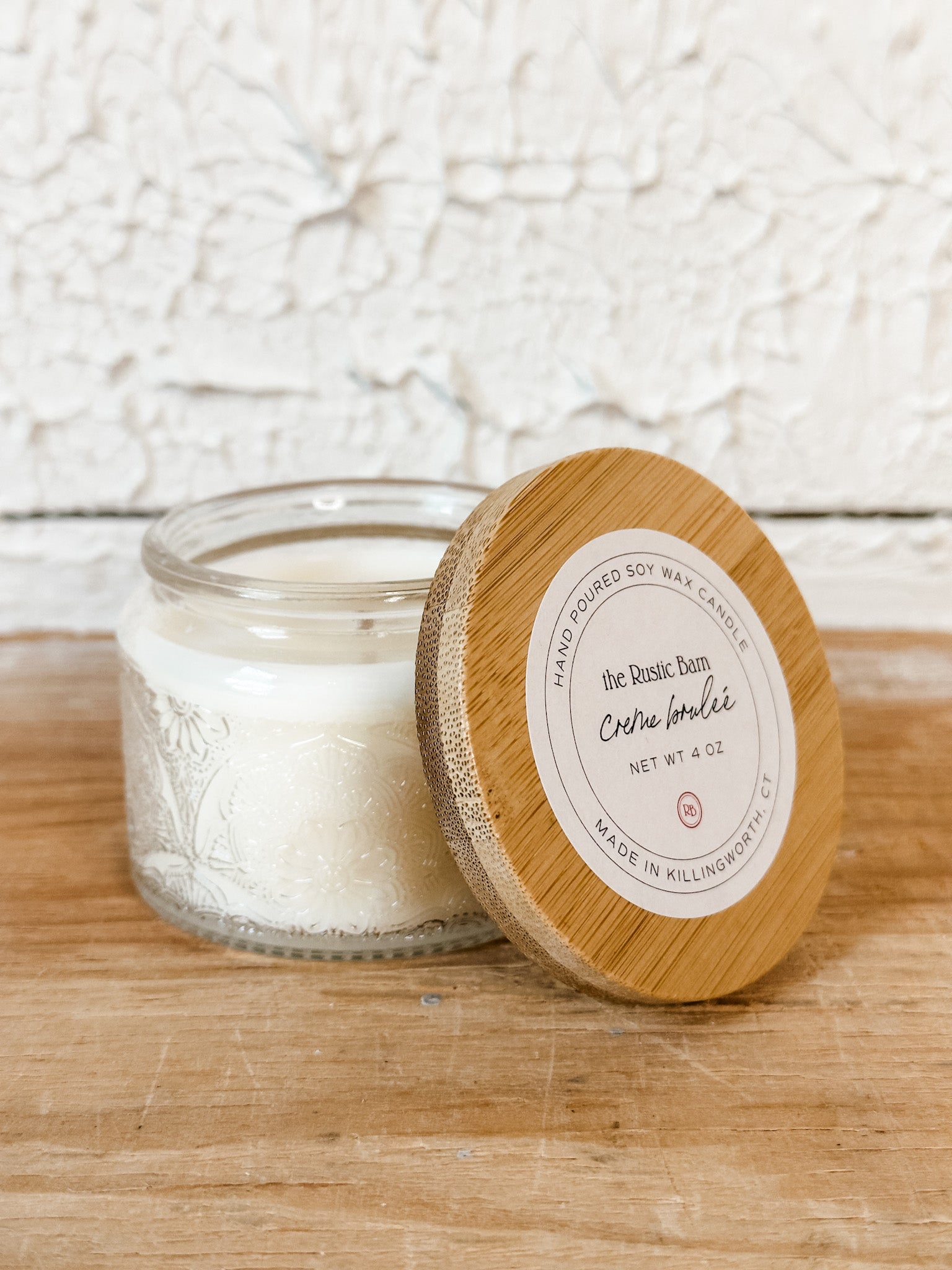 creme brulee hand poured soy candle 4 ounce at the rustic barn in killingworth ct
