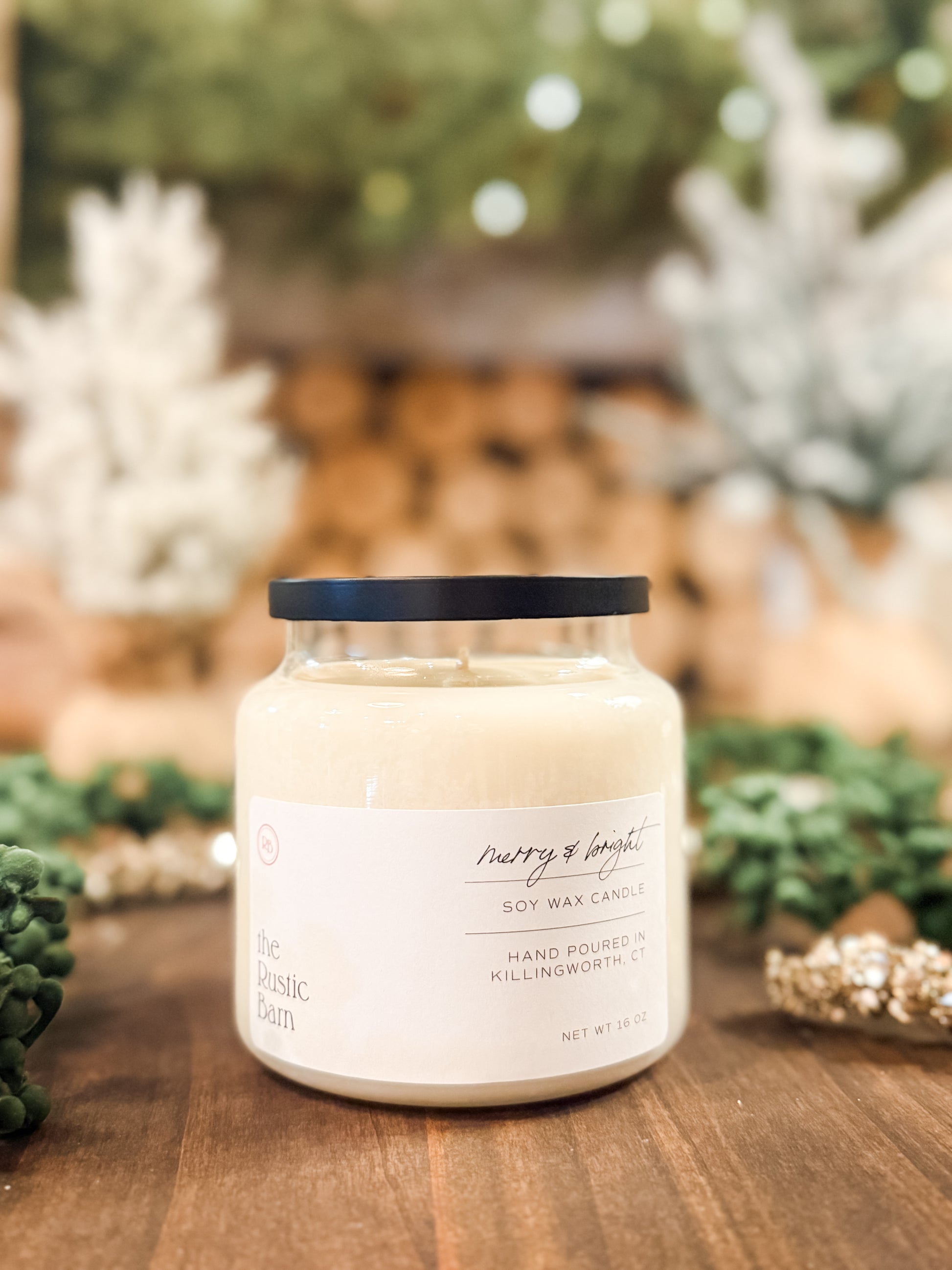 cypress bayberry and fir 16 ounce hand-poured soy candle at The Rustic Barn in Killingworth CT