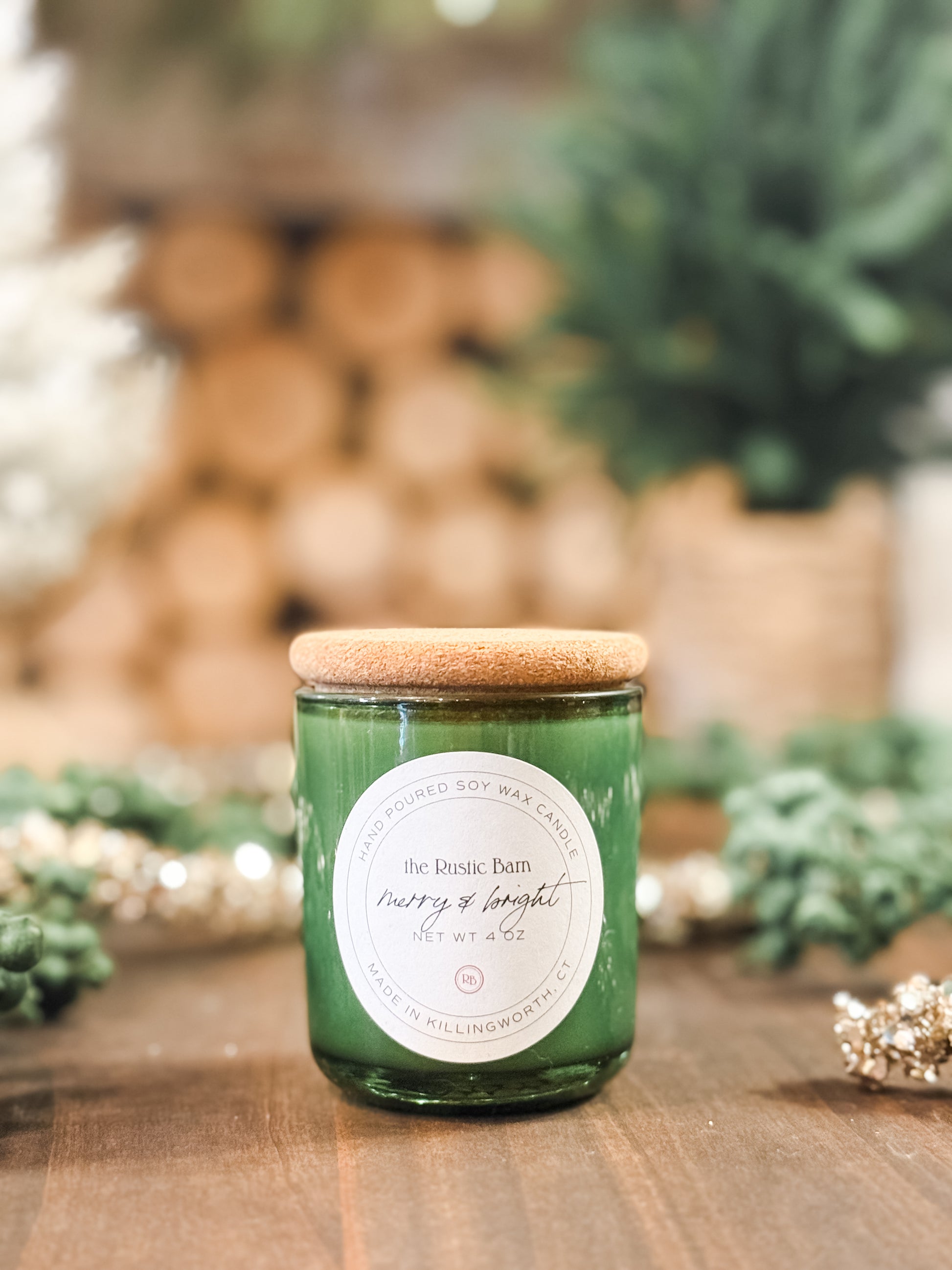 cypress bayberry and fir 4 ounce hand-poured soy candle at The Rustic Barn in Killingworth CT