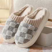 Checkered Fuzzy Warm Slippers