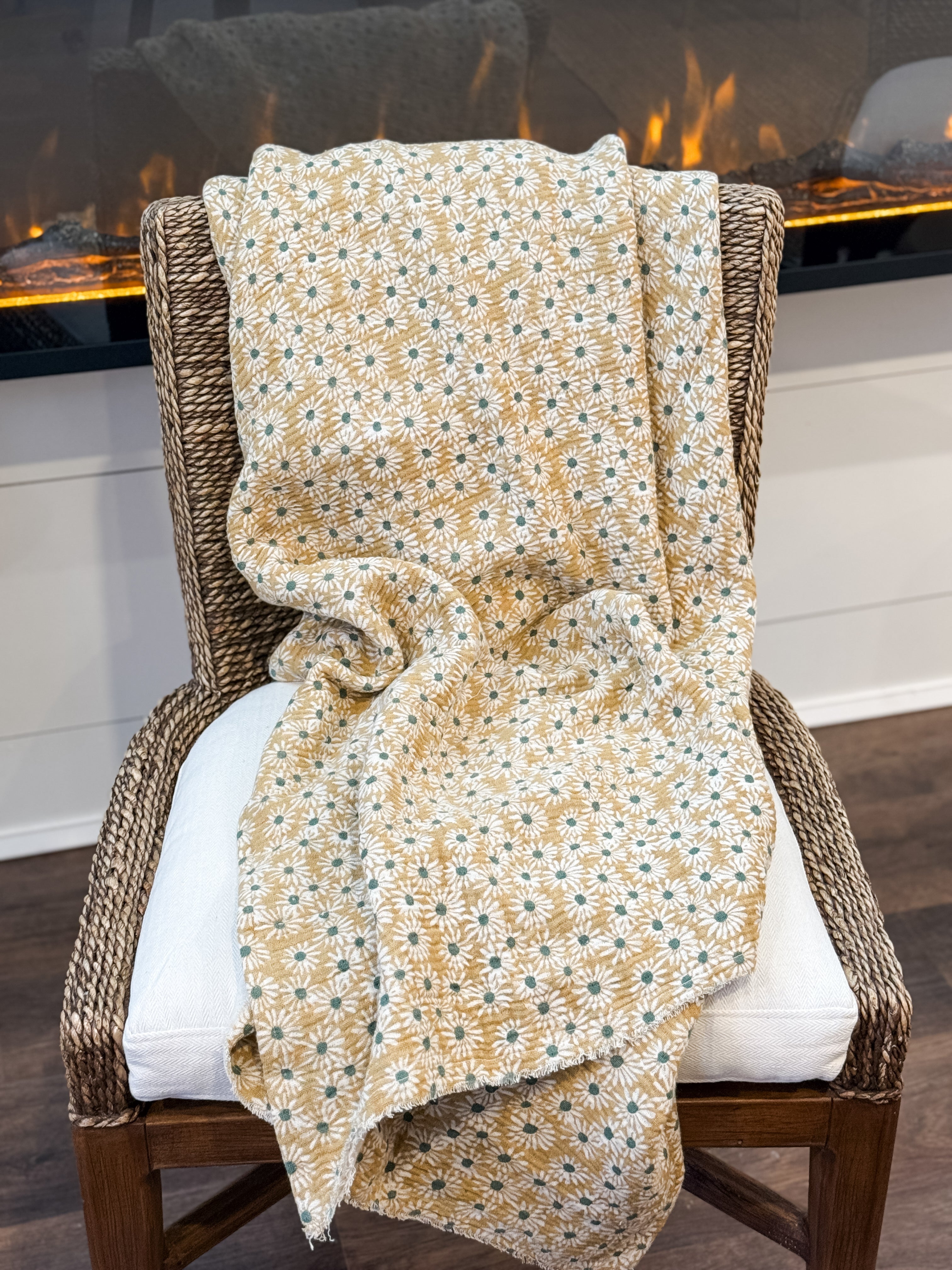Daisy Woven Cotton Throw Blanket at the Rustic Barn in Killingworth, CT