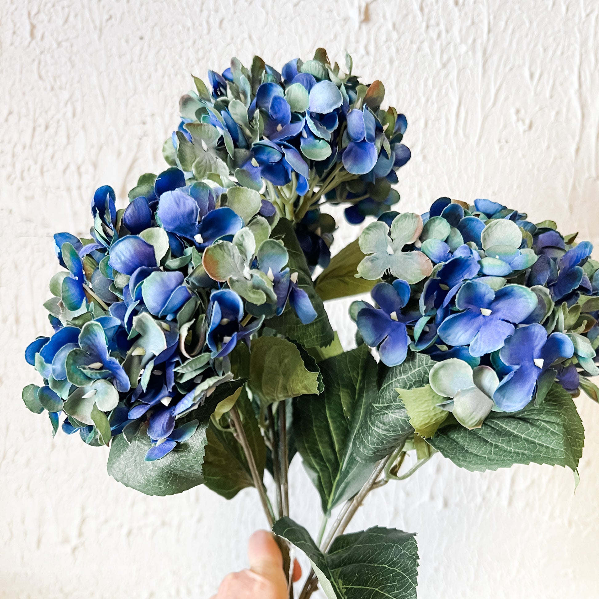 dark blue faux hydrangea bush at the rustic barn in killingworth ct