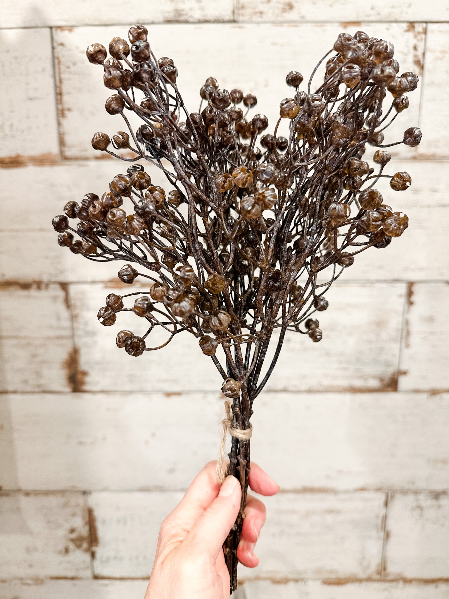 faux dark brown fall baby's breath at the rustic barn in killingworth ct