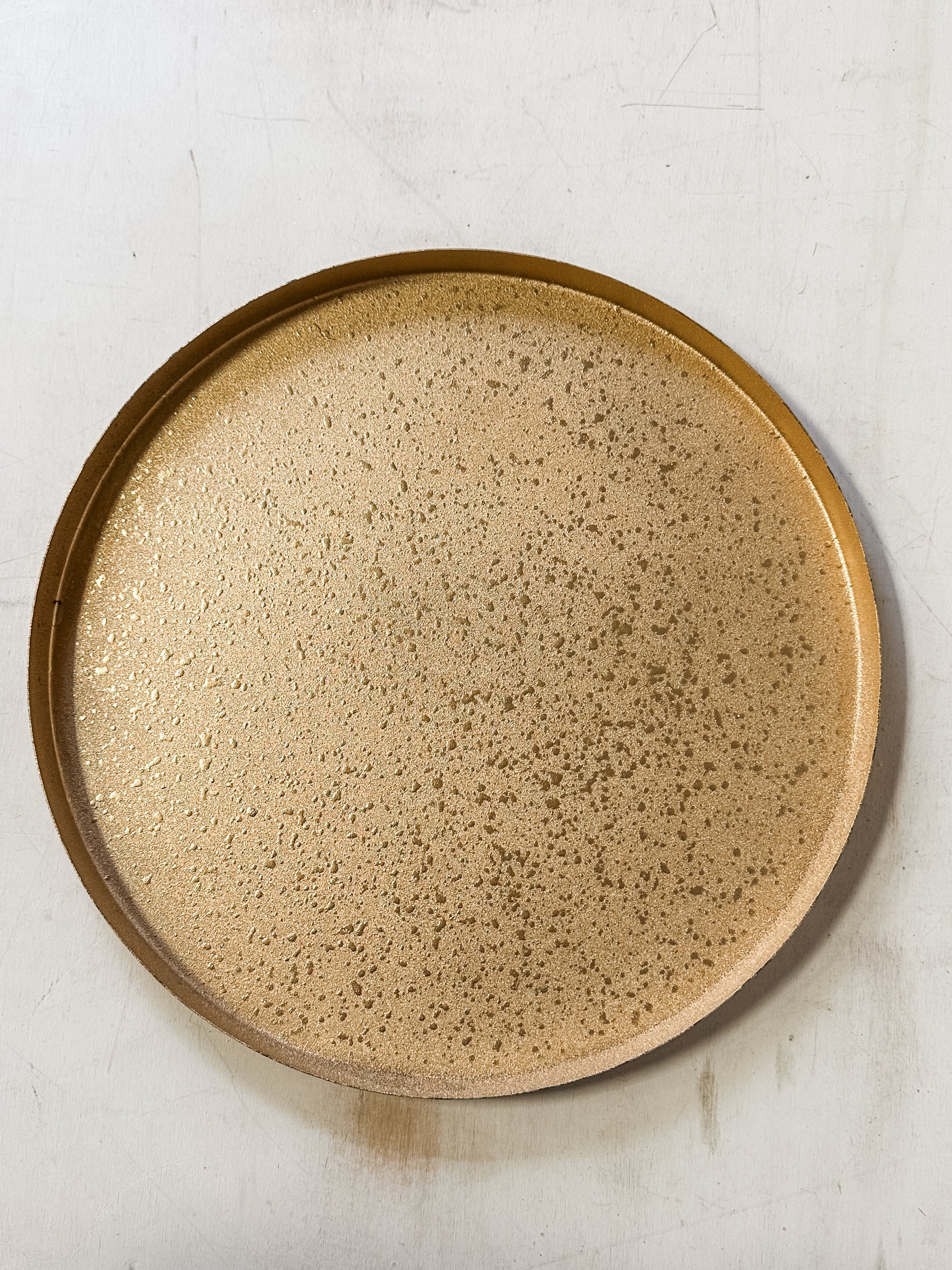 gold decorative textured metal tray at The Rustic Barn in Killingworth CT