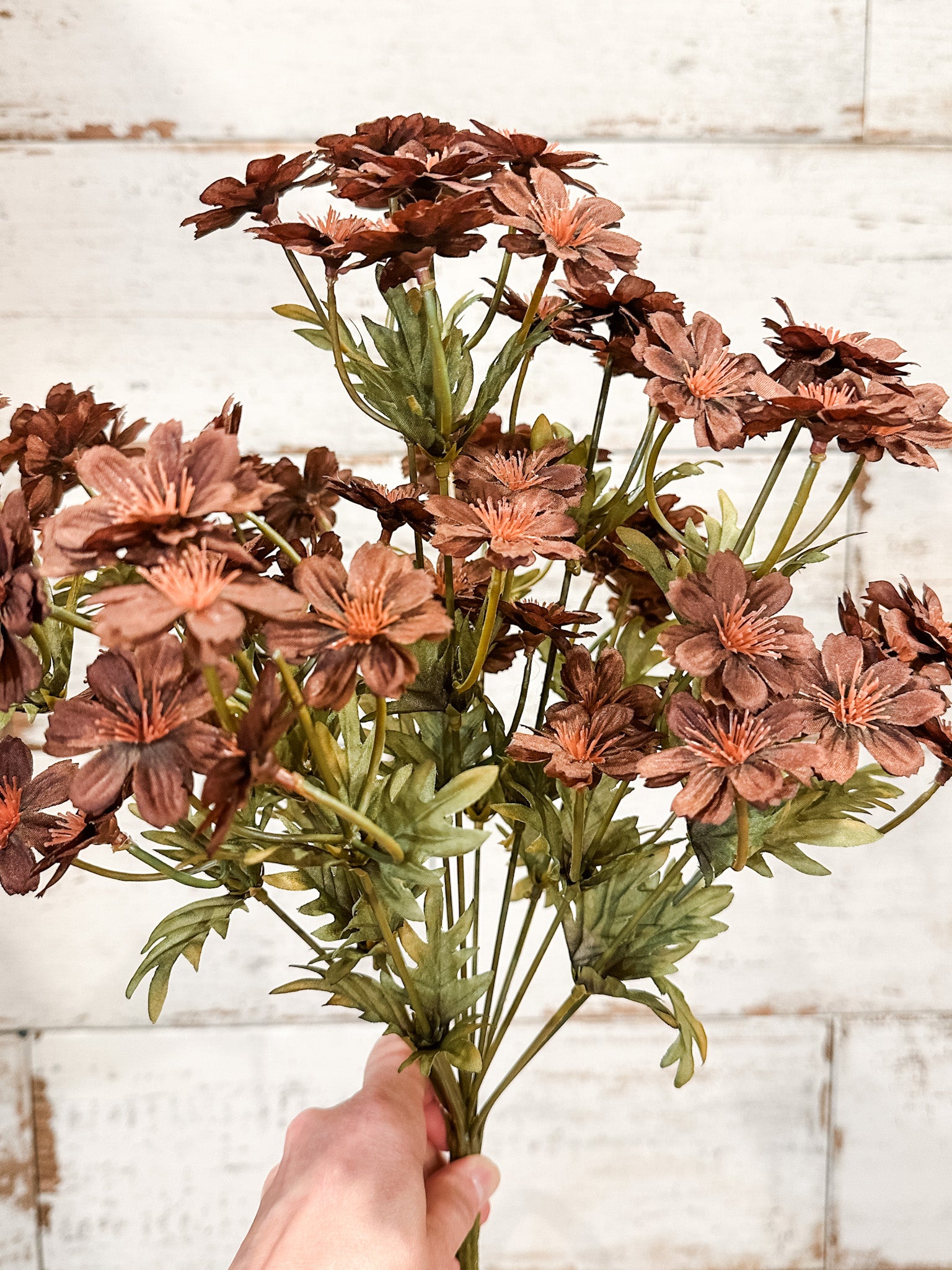 fall silk burgundy cosmos stem at the rustic barn in killingworth ct
