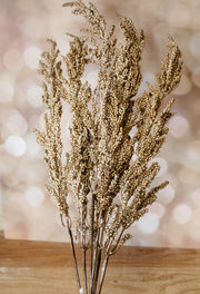 designer gold mini berry spray faux pick for holiday home decorating for sale at the rustic barn in Killingworth, CT
