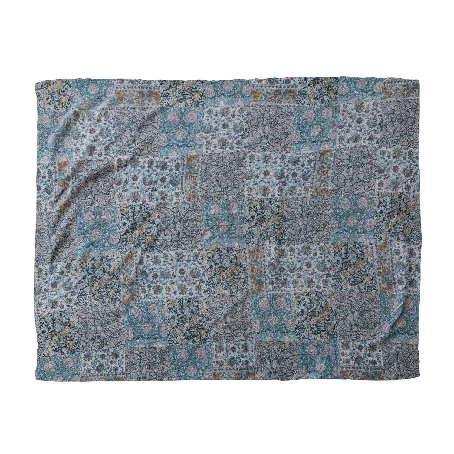 Hand-Embroidered Vintage Printed Rali Quilted Throw (Each Varies)