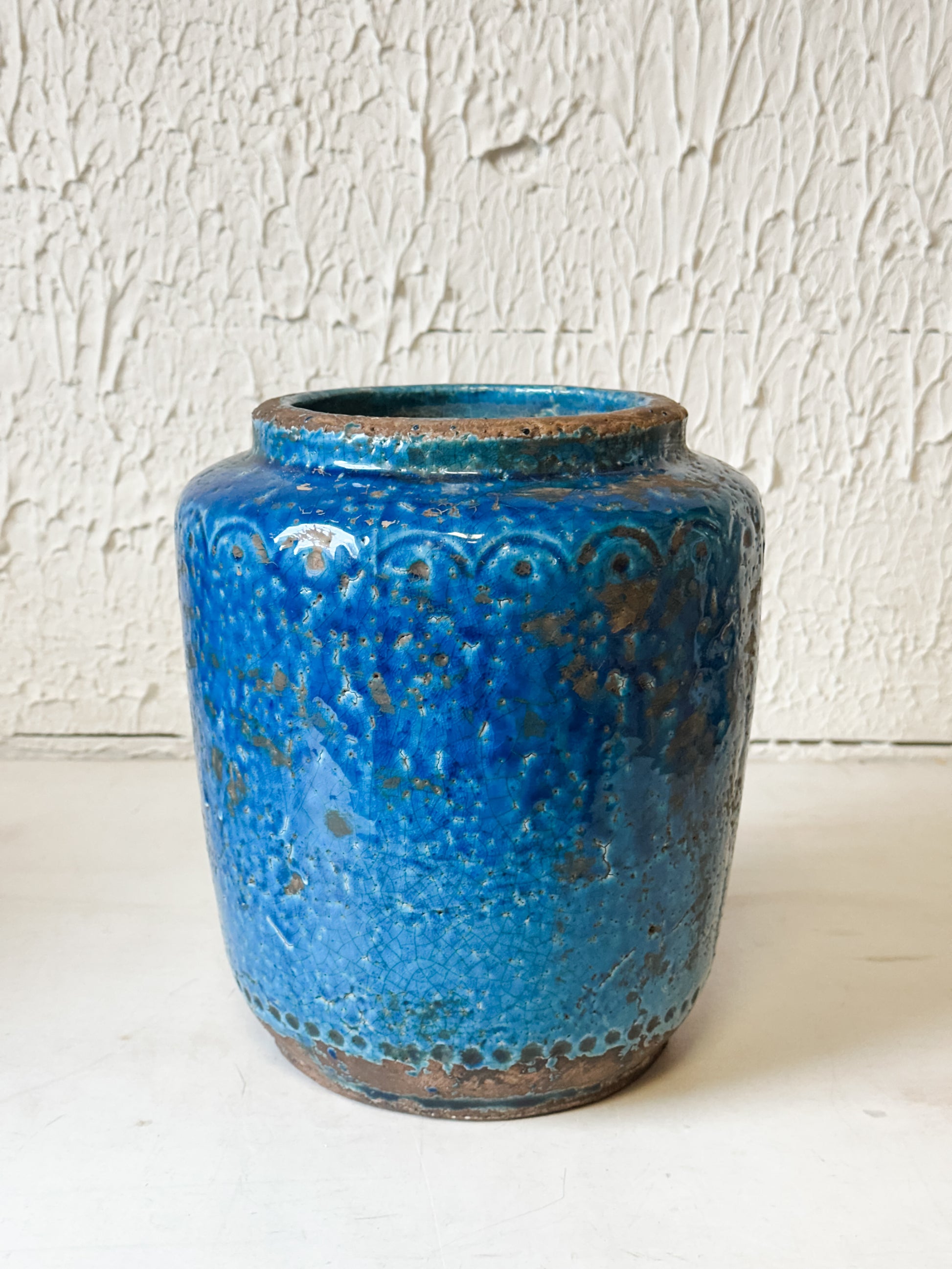Blue Terra-Cotta Vase at the Rustic Barn in Killingworth, CT