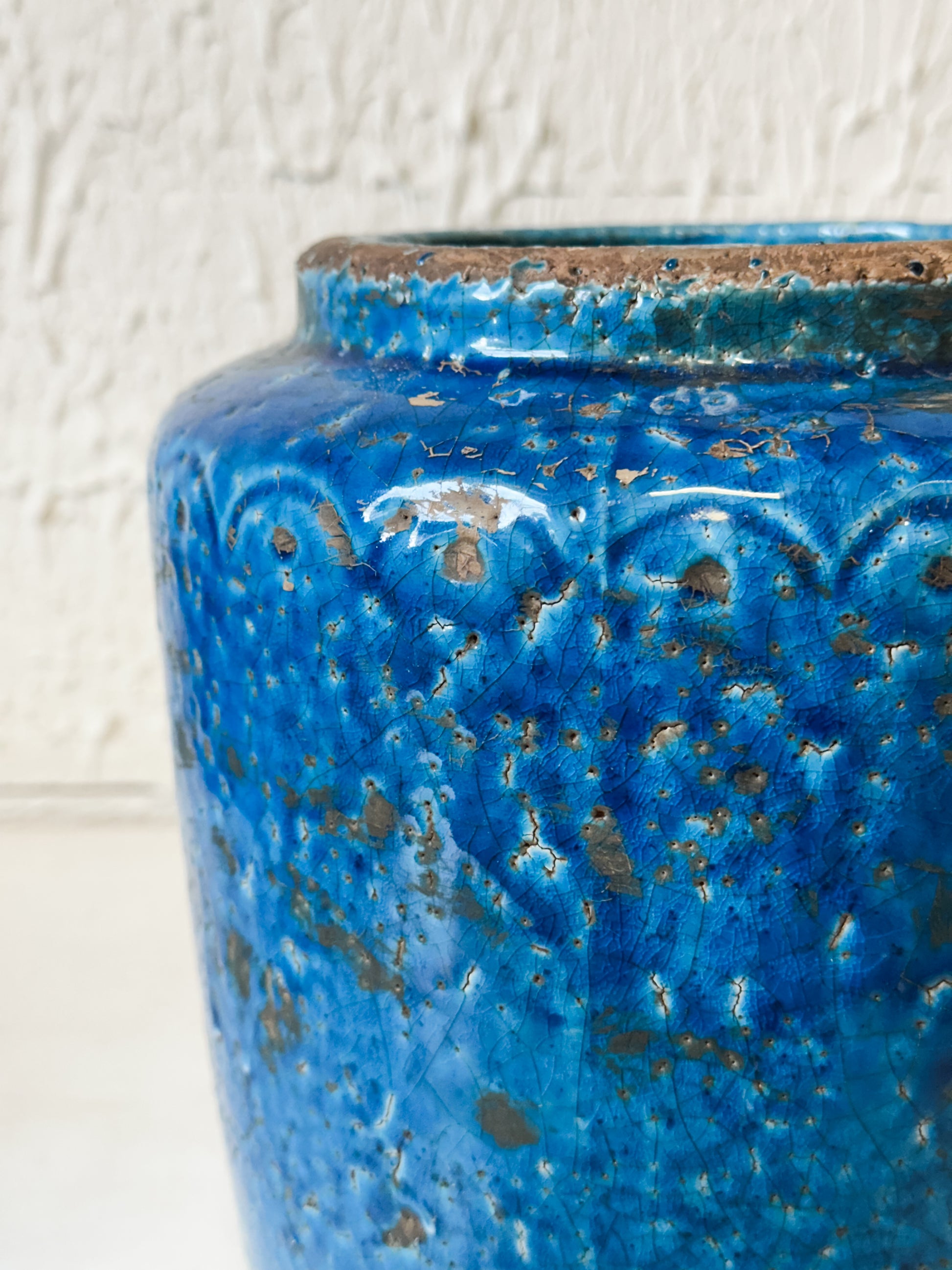 Blue Terra-Cotta Vase at the Rustic Barn in Killingworth, CT