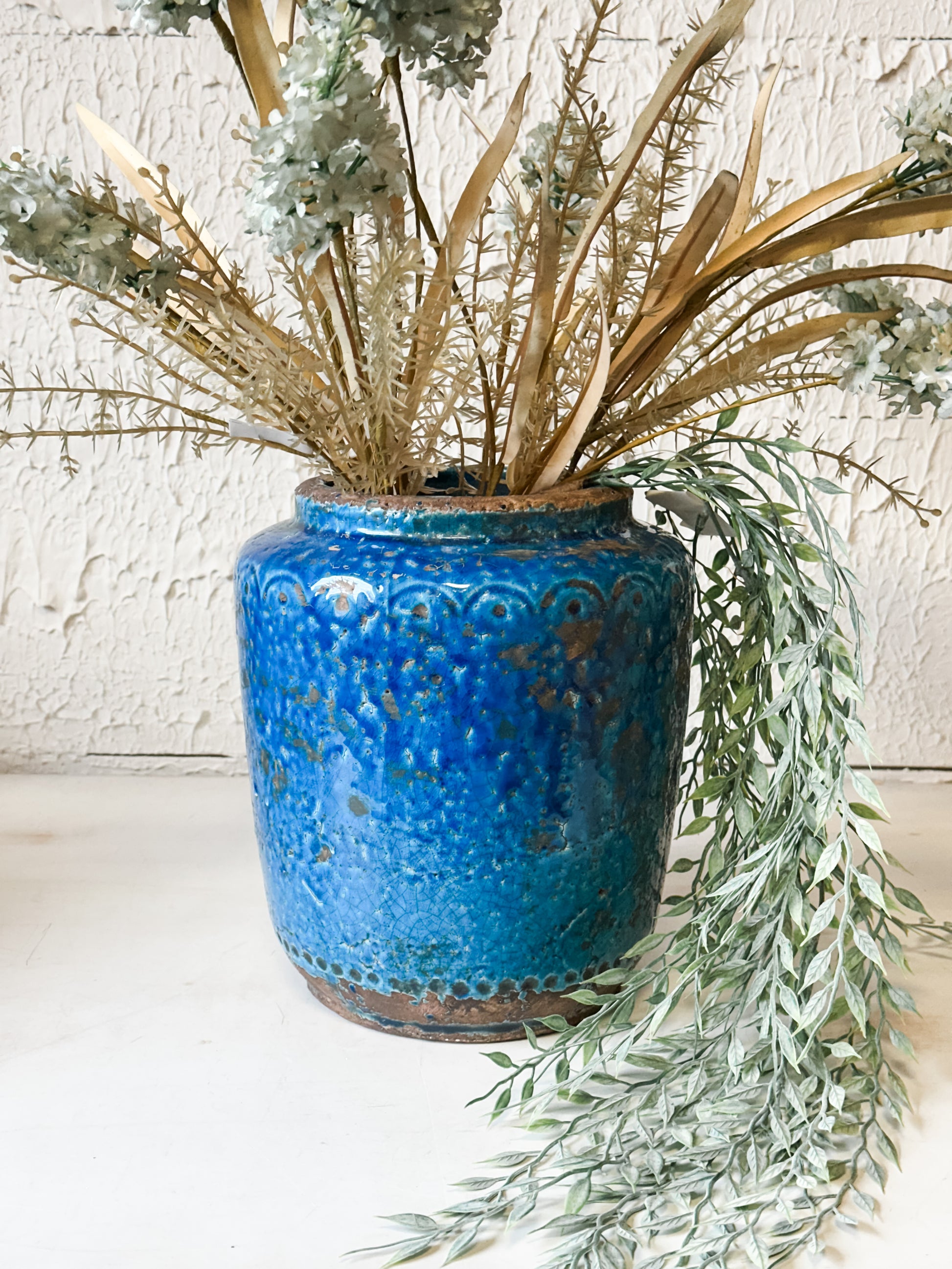 Blue Terra-Cotta Vase at the Rustic Barn in Killingworth, CT