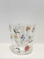 double old fashion drinking glass with floral design at The Rustic Barn in Killingworth, CT