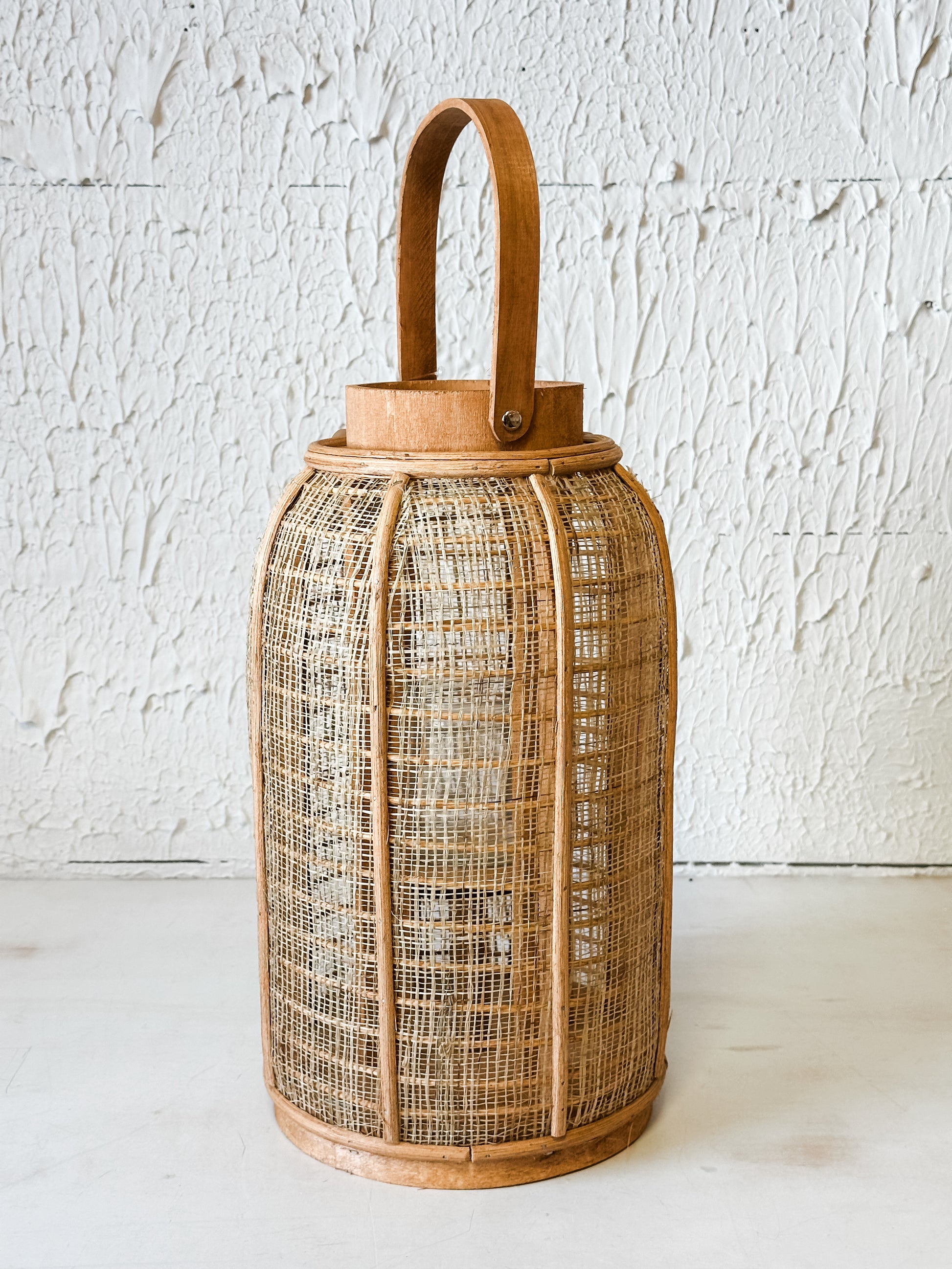 Earthy Bamboo & Linen Lantern at the Rustic Barn in Killingworth, CT